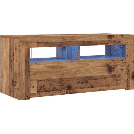 Maison Exclusive - TV-Schrank mit LED-Leuchten Altholz-Optik 90x3