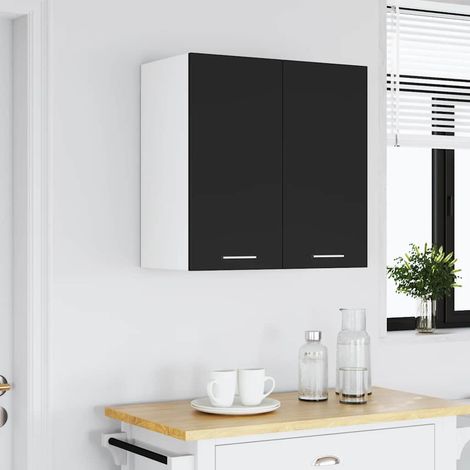 Armoire de cuisine suspendue Design moderne, Armoire Etagère de rangement, Noir 60x31x60 cm Aggloméré OIB2568E (1/5)