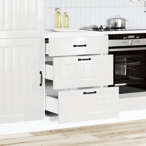 Meuble Bas de Cuisine Blanc Brillant Style Lucca – Placard de Rangement Moderne en Bois d'Ingénierie pour Cuisines Contemporaines (1/5)