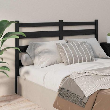 vidaXL Cabecero de cama madera maciza de pino negro 166x4x100 cm (1/5)
