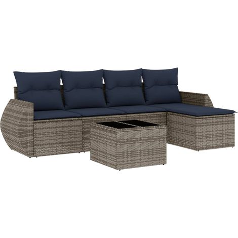 Maison Exclusive - Set Divani da Giardino 6 pz con Cuscini Grigio in Polyrattan (1/5)