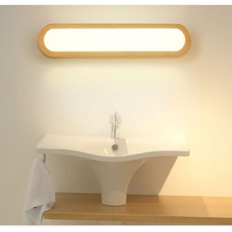 Solid Wood LED Wall Light Indoor Wall Lamp Living Room Bedroom Stairs Bathroom Wall Sconce Warm White (45cm) - RWApplique de salle de bain (1/5)