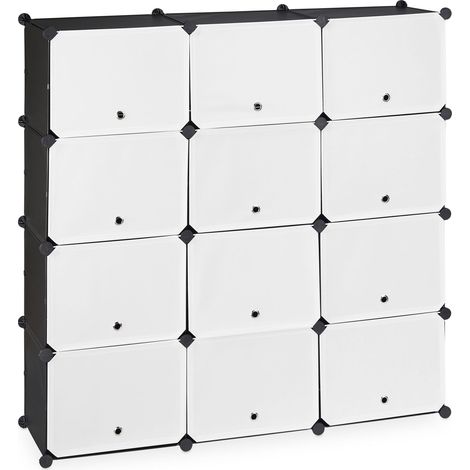 Zapatero modular almacenamiento óptimo 24 compartimentos 90 x 30 x 100 cm de plástico negro 130011003 (1/5)