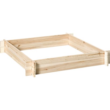 GagaJardinière en bois carré potager de jardin sans fond facile à assembler 100 x 100 x 16 cm en bois massif bois naturel (1/5)