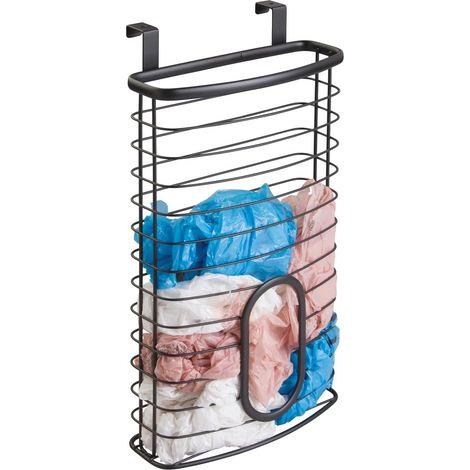 Étagère de rangement suspendue en acier pour cuisines et garde-manger - idéale pour ranger les sacs en plastique, les sacs à sandwich, les sacs poubelle, les sacs d'épicerie et les sacs à ordures.