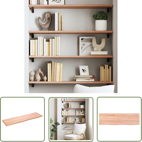 The Living Store Wandregal Hellbraun 100x30x2 cm Massivholz Eiche Behandelt - Wandregal - Eichendielen - Holzmöbel - Landhausstyle - Deko Regal (1/5)