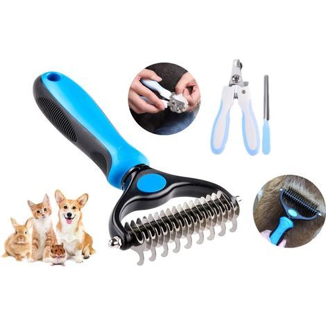 Peine de aseo, cuchillo de aseo para perros, peine de uñas, peine de acero inoxidable, especialmente diseñado para gatos y perros de pelo largo. (1/5)