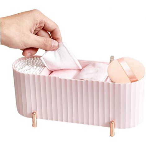 Porte-coton à disques démaquillants avec couvercle transparent, boîte de rangement pour cotons-tiges cosmétiques, distributeur anti-poussière bureau (1/5)