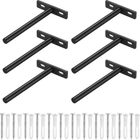 6 Pieces Floating Bracket, Black, 124 x 70 mm (1/5)
