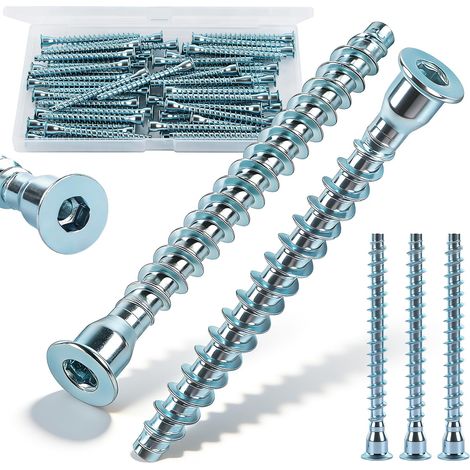 APEX Vis D'assemblage Confirmat Vis Meuble 50Pcs 7x70 Tête Fraisée Connecteur de Meuble Acier Galvanisé (1/5)