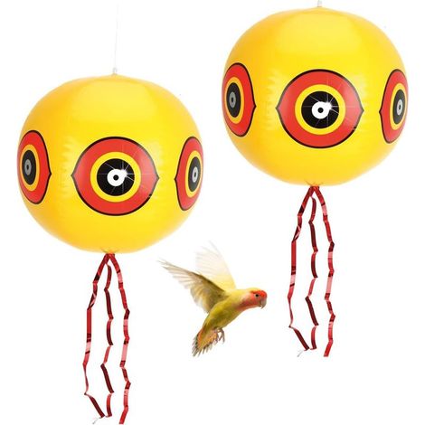 Lot de 2 Ballons épouvantail sans Oiseaux, Ballon Anti Oiseaux avec Yeux, Ballons Repulsif pour Oiseaux, Chasse Pigeons, Anti Pigeons, répulsif Pigeons, bornes pour Pigeons avec Corde, Jaune 40cm (1/5)