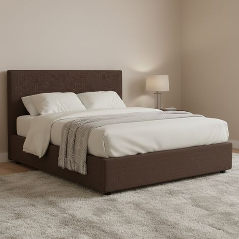 Letto Piazza e Mezza Carlisle, Sfoderabile, Contenitore Made in Italy, Marrone (1/4)