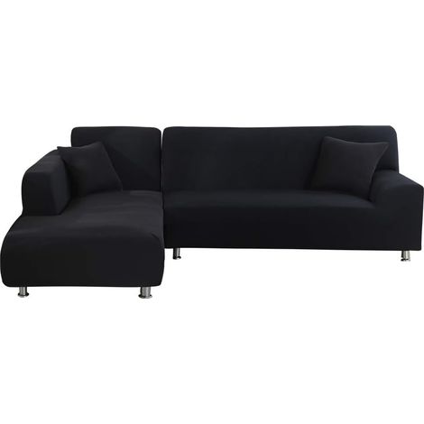 Housse canapé extensible 1/2/3/4 places (noir, 4 places : 235-300 cm)