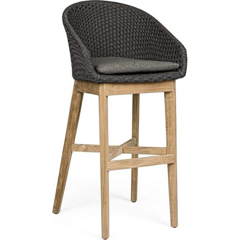 Sgabello da bar "Coachella" con seduta in alluminio, cuscino comodo per esterno -Antracite (1/5)