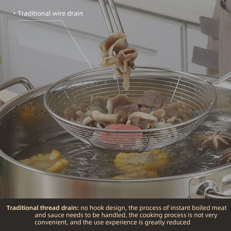 Haushaltssieb aus Edelstahl für chinesisches Fondue, Teigtaschen, Nudeln und andere Gerichte. (1/5)