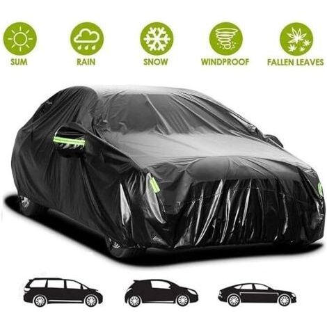 190T bâche de voiture noire extérieure imperméable à l'eau anti-poussière épaissie pare-soleil universel (1/5)