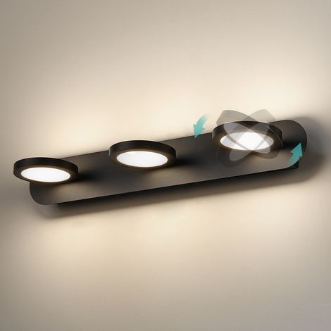 EMKE LED Spiegelleuchte Bad Wandleuchte 50cm Schwarz Matt 15W 4000K Verstellbare Badlampe Flur Zusatzbeleuchtung