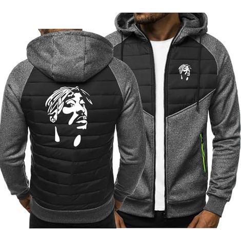 HARLSO VESTE À CAPUCHE POLAIRE ZIPPÉE POUR HOMME POUR 2PAC SPORTS COUPE-VENT SWEAT-SHIRT D'HIVER CHAUD ÉPAIS CARDIGAN AVEC CORDO