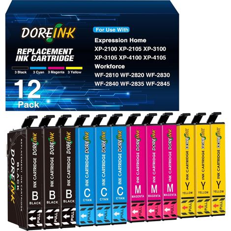12-Pack Remplacé par 603XL Cartouche d'encre Compatible avec Epson Expression Home XP-2100 XP-2105 XP-2150 XP-2155 XP-3100 XP-3150 XP-3155 XP-4100 XP-4150 WF-2810 (1/5)