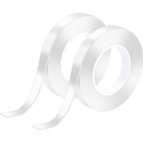 Extra starkes doppelseitiges Klebeband, 2er-Packung, transparentes doppelseitiges Klebeband, multifunktionales, spurloses Nano-Klebeband, abnehmbar, wiederverwendbar