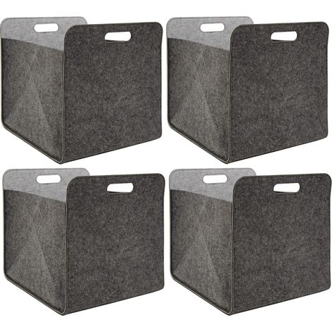 Dunedesign – Lot de 4 boîtes de rangement en feutre 33x33x38cm – Compatible Kallax – Feutrine indéformable – Poignées pratiques pour enfants (1/5)