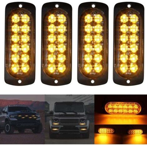 4 Pièces 12-24V LED Stroboscopique Voiture Ampoule Led Voiture Orange Lumineux Feux éclairage Remorque Clignotant Strobe (1/4)