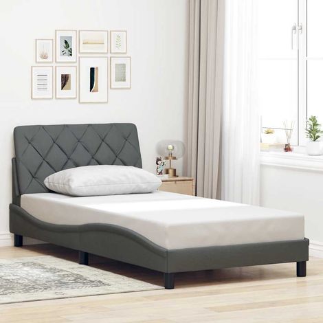 Estructura de cama sin colchón tela gris oscuro 90x200 cm vidaXL (1/5)