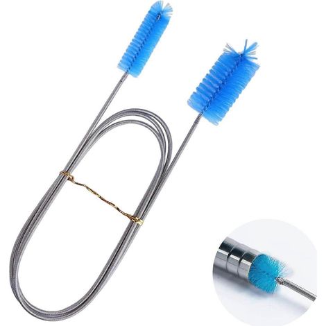 Brosse flexible, brosse pour aquarium, brosse pour tuyau d'arrosage, brosse de nettoyage pour aquarium, brosse flexible double embout en acier inoxydable, accessoires pour aquarium. (1/5)