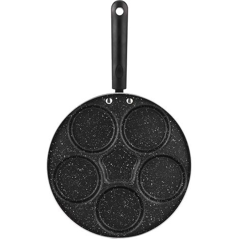 Poêle à œufs antiadhésive avec 5 trous ronds, idéale pour le petit-déjeuner - Ustensile de cuisine (1/5)