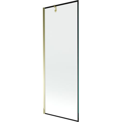 Mampara de Bañera 1 hoja Vidrio transparente, 70x150 cm, Perfil dorodo