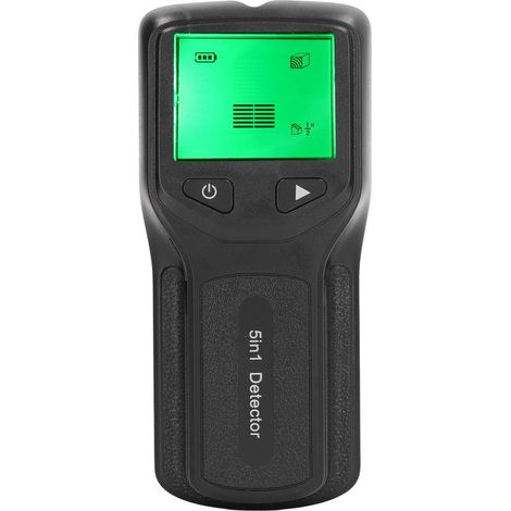 Détecteur de goujons muraux 5 en 1, détecteur avec écran LCD HD pour fil AC en bois, bord central noir (1/5)