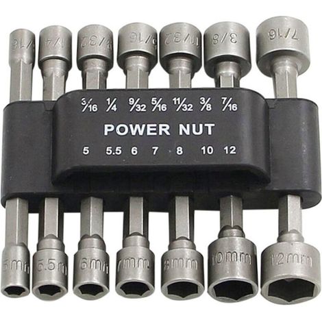 SABIR 14 Pièces Adaptateur de Clé à Douille Hexagonale pour écrous, Insert de Tournevis, Jeu de Douilles à Embouts, écrous à Six Pans Creux pour Embouts Hexagonaux de Tournevis Magnétique (1/5)
