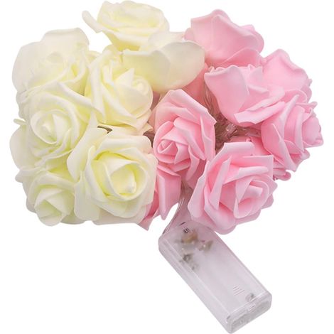 Guirlande Lumineuse - Rose Décorative - 10 Ampoules LED - Alimentation Piles AA - 150 cm - Pour Décoration Ambiante Chambre Salon Fête (1/5)