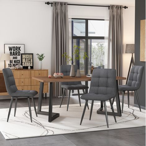 Tavolo da pranzo rettangolare 117 x 68 x 75 cm in MDF, nero e noce DESVIAE (1/5)