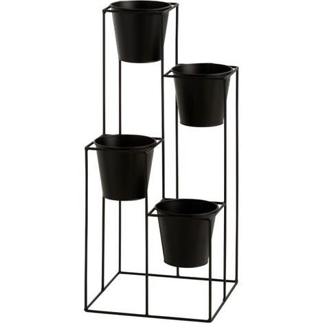 Lot de 4 Cache-Pots sur Pied "Étagère" 70cm Noir (1/2)