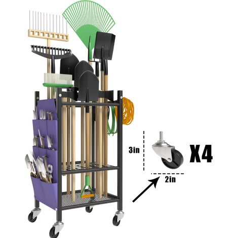 Étagère de Rangement Outils de Jardin 2026 – Acier Robuste avec 5 Crochets. Sur 4 Roues Métalliques Coulissantes 5,08cm. Usage Extérieur (Violette  équipé de 4 roues métalliques coulissantes, de 5,08  (1/5)