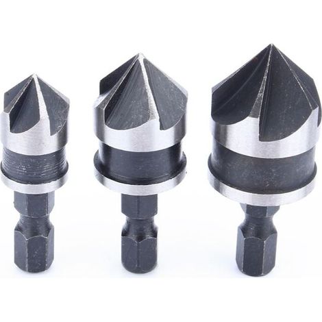 Jeu d’alésages hexagonaux 1/4″ (12-16-19 mm) pour bois et métal – embout à changement rapide, lot de 3 pièces (1/5)