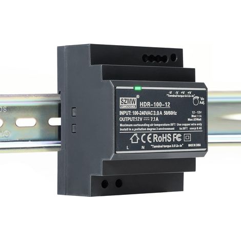 Bloc d'alimentation pour Rail DIN, 12 V 7,1 A 85 W Transformateur d'alimentation à Découpage sur Rail DIN pour Appareils d'automatisation Industrielle (1/5)