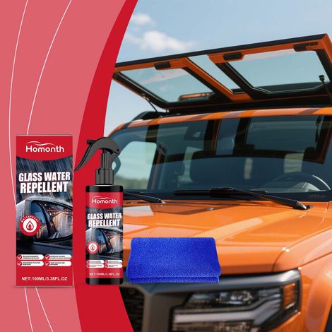Wasserfestes Glasspray für Autoscheiben, Reinigung und Fleckenentfernung, frische Sicht, tägliches Reinigungszubehör – 100 ml × 1 + Handtuch × 1 -- BIEMMEDUE (1/5)