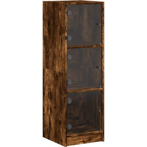 Aparador-cómoda-mueble-organizador-cocina-salón-salón-con-puertas-de-cristal-35x37x109cm-marrón-020030110