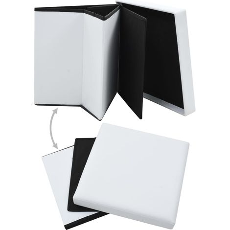 vidaXL Taburete con almacenaje plegable cuero sintético blanco (1/2)