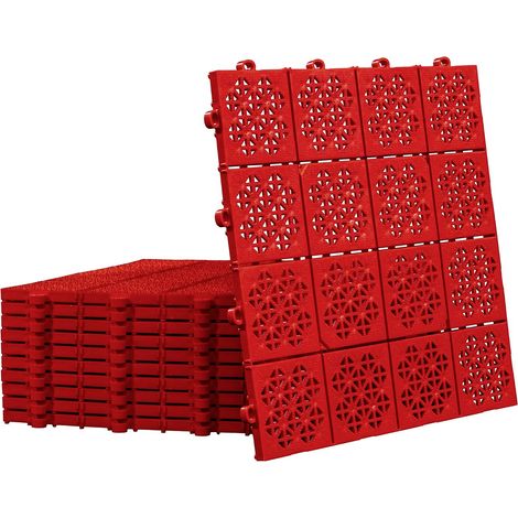 11x Bodenfliese 1 m², Terrassenfliese Werkstattboden Rot (1/5)