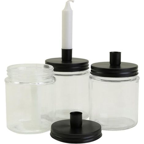 Pot surmonté d'un bougeoir - 15x9,5 cm - Verre - 6 pcs - Objets décoratifs