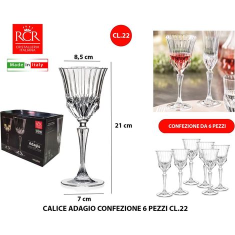 RCR Cristalleria Italiana Adagio - 3 - Set da 6 Calici Vino in Vetro