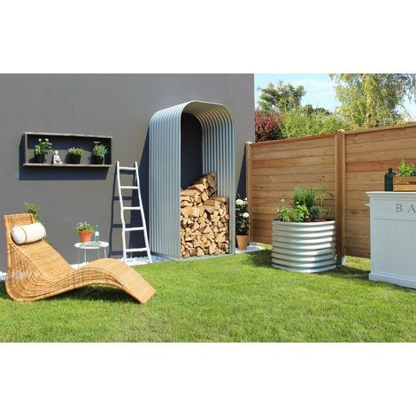 Vitavia Kaminholzregal "Ardor 858", aluminium blank, 99 x 86 x 223 cm (hoch) (1/4)