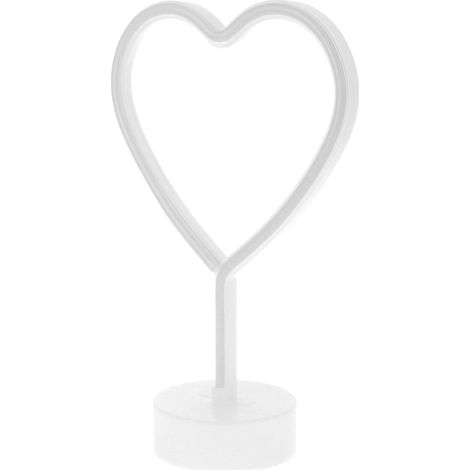Lampe néon LED créative en forme de cœur, idéale comme lampe de table, décoration de fête ou cadeau d'anniversaire, rose (1/5)