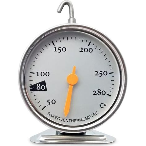 Ofenthermometer aus Edelstahl, Backthermometer mit großem Zifferblatt, Hakenform, geeignet zum Backen von Macarons, Windbeuteln usw. (1/4)