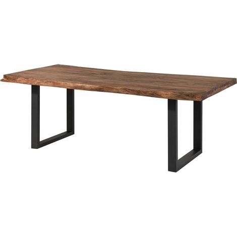 Baumtisch Sheesham 200x100x77 grau gebeizt / U-Beine anthrazit matt FREEFORM 5