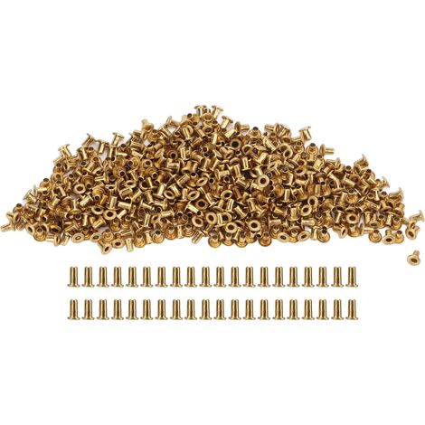 500 pièces de rivets creux en laiton à bords arrondis, élasticité excellente pour vêtements et sacs, 1.5x3x3mm (1/5)