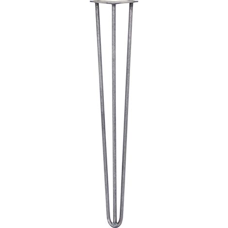 4 x 28" Hairpin Legs - 3 Prong - 12mm - Raw Steel (1/5)